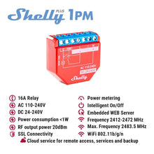 Load image into Gallery viewer, Shelly Plus 1PM Smart Home Life WiFi Relay Switch Control And Measure Power Consumption Range Of Appliances Office Equipment
