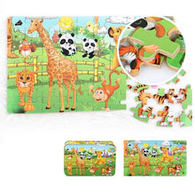 将图片加载到图库查看器，New 60 Pieces Wooden Puzzle Kids Toy Cartoon Animal Wooden Puzzles Child Early Educational Learning Toys for Christmas Gift
