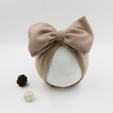 Load image into Gallery viewer, Handamde Elegant Baby Hats for Girls Big Bow Turban Hat Newborn  Baby Beanie Cap Solid Color Style
