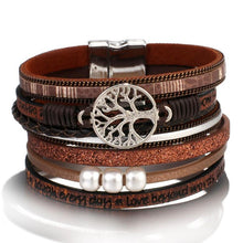 Load image into Gallery viewer, High Quality Handmade Elegant Fashion Luxury Modern New Amazing Charm Pearl Life of tree Leather Bracelets For Women
