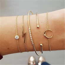 Load image into Gallery viewer, Fashion Bohemia Leaf Round Knot Cuff Bangle Gold Chain Charm Bracelet  for Women Simple Geometric Bracelets Luxury Jewelry

