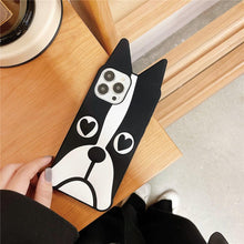 Load image into Gallery viewer, Cute 3D Little Ear Silicone Phone Case For Iphone 13 Pro Max X Xr Xs 11 12 Pro Max Cartoon Dog 3D Cartoon Puppy Black And White Color Cute Cover
