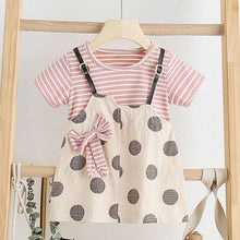 将图片加载到图库查看器，Modern Luxury Baby Girl Summer Party Clothing Cherry Dot Princess Dresses Bow Hat Outfits For Girls
