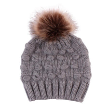 将图片加载到图库查看器，Infant Baby Boy Girl &amp; Mom Winter Knit Warm Soft Beanie Hat Hairball Cap for Adult Children Family Matching Caps Hats
