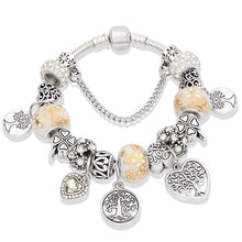 将图片加载到图库查看器，Elegant Modern Amazing Fashion New Luxury Silver Tree of Life Fashion Bracelet Green Leaf Crystal Charm Bracelet
