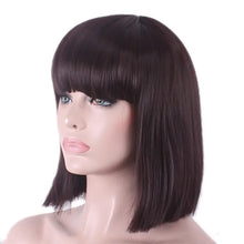 Load image into Gallery viewer, Synthetic Hair Short Wig With Bangs Cosplay Wigs For Women Straight Bob Wig Korean Pink Red Brown Blue Green White Purple Grey
