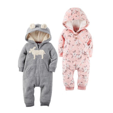 Load image into Gallery viewer, Modern Popular Fashion Newborn One Piece Fleece Hooded Jumpsuit Long Sleeved Baby Body suits Romper For Girls and Boys Kids

