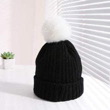 将图片加载到图库查看器，Winter Warm Baby Hat Fur Pompom Knitted Baby Hat Cap Infant Toddler Kids Hat Beanie In Modern Designer Style
