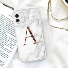 Load image into Gallery viewer, White A-Z Marble Texture Phone Cover For Iphone 12 Mini Soft Silicone Back Case Solid Name Phone Case Luxury Screen Camera Protection Shockproof Soft Cover
