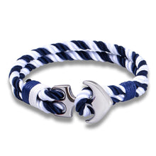 将图片加载到图库查看器，Stainless Steel Anchor Bracelets Luxury For Men Nautical Survival Rope Chain Paracord Bracelet Male Wrap Metal Sport Hooks
