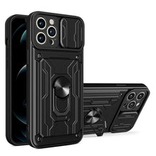 Load image into Gallery viewer, Shockproof Case for iPhone 13 12 11 Pro Max With Card Slot Ring Stand Camera Protection Phone Cover for iPhone XR XS Max Removable Card Holder Ring Holder Shockproof Protection Cover
