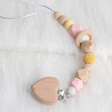 将图片加载到图库查看器，Modern Wood Pacifier Clip Chain Holder Nipples Pacifier Clips Pacifier Teether Teething Toy Cartoo Wooden Bracket For Pacifier For Kids

