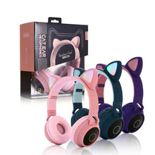 将图片加载到图库查看器，KIds Luxury Interesting Stevvex Portable Headset Wireless Bluetooth folding Headphones Headset Audio Adjustable Game Earphones With Microphone For PC phone (Pink)

