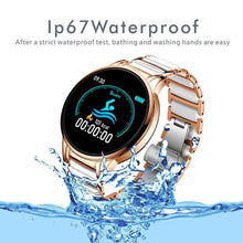 将图片加载到图库查看器，New Ceramic Smart Sport Fitness Watch For Women With Heart Rate Blood Pressure Monitor For Android and  IOS Sistems Sport Multifunctional Steel Belt Smartwatch
