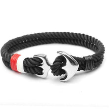 Load image into Gallery viewer, Men Bracelet Stainless Steel Anchor Bracelets Trendy Nautical Survival Nylon Rope Chain Armband Women Paracord Charm Bracelet
