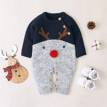 Load image into Gallery viewer, Baby Christmas Rompers Reindeer Knitted  Jumpsuits Toddler Children Warm Wool Clothes 0-2Y For Boys and Girls Christmas Eve Costume
