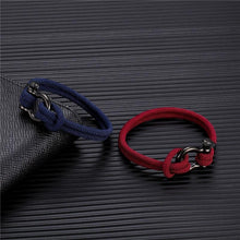 将图片加载到图库查看器，Modern Elegant Rope Luxury Navy Style Camping Bracelet For Men And Women With Black Stainless Steel New Fashion
