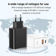 Load image into Gallery viewer, Dual Fast Charger 30W Support Quick Charge 4.0 3.0 Phone Portable USB C PD Charger
