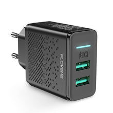 Load image into Gallery viewer, Portable Dual USB Black Charger 5V 2.4A Fast Charging Wall Charger Adapter EU Plug Mobile Phone Gadgets
