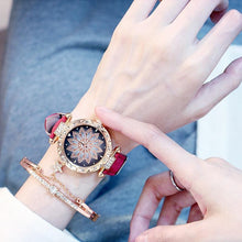 将图片加载到图库查看器，Women Elegant Popular Watch Set Starry Sky Ladies Bracelet Watch Casual Leather Sports Quartz Wristwatch For Women and Girls
