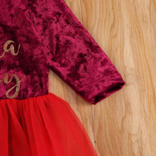 Load image into Gallery viewer, Autumn  Baby Girls Christmas Red Long Sleeve  Letters Printed Pattern Dress Festival Unique Design
