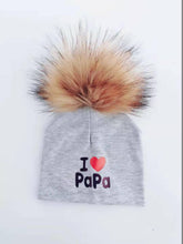 将图片加载到图库查看器，Newborn Cotton Hats Baby Pom Pom Childre Infant Hats For BabY Boys and Girls Wth Printed "I love mama " and " Design
