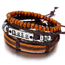 将图片加载到图库查看器，BOHO Tibet Stone Feather Multilayer Leather Bracelet Eye Fish Charms Beads Bracelets For Men Vintage Punk Wrap Wristband Cool Jewelry
