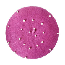 将图片加载到图库查看器，Modern Art Wool Baby Hat with Pearls Cat Candy Color Retro Baby Girl Cap Kids Beret Hats for Girls
