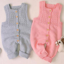 Load image into Gallery viewer, Handmade Baby Knitting Rompers Sleeveless Solid Color Jumpsuit Winter Romper For Girls and Boys In Modern Retro Style
