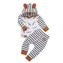 Load image into Gallery viewer, Newborn Baby Clothes Feather Rompers Tops Striped Pants Clothes Outfits Set For Girls And Boys
