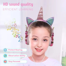 Load image into Gallery viewer, Cute Unicorn Headphones 3D Stereo Music Kids Headphones With Microphone Girls Cell Phone Children's Wired Headset Gamer Gift
