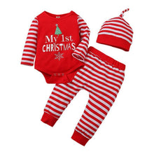 Load image into Gallery viewer, 3PCS  Romper Jumpsuits+Striped Pant Christmas Clothes Set Kids for Infant Boys/Girls In Christmas Printed Design

