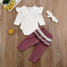 Load image into Gallery viewer, 3PCS/SET Toddler Baby Girl Clothes Romper Top Ruffle Pants Trousers Outfit Autumn Winter Season Styoe For Girls Baby Kids
