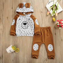 Load image into Gallery viewer, Newborn Boy Long Sleeve Bear Infant Hoodie Pant Tracksuit Set Pajamas For Kids In Bear Deisgn
