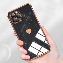 Load image into Gallery viewer, Luxury Shockproof Soft Case For iPhone 13 12 11 Pro Max XS XR X R 8 7 Plus iPhone12 12Pro iPhone11 Marble Texture Covers  Luxury Love Phone Case Cute Side Small Heart Pattern Soft Shockproof Full Lens Case for iPhone
