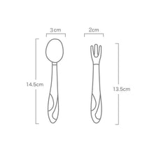 Load image into Gallery viewer, New Baby Training Twist Spoon And  Fork Silicone Feeding Infant Food Grades  Soft Head Children's Cutlery  With Storage For Boys And Girls
