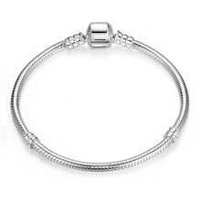 Load image into Gallery viewer, Luxury Modern High Quality Authentic Silver Color Snake Chain Fine Bracelet Fit European Charm Bracelet for Women With Heart and Star
