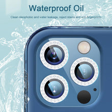 Load image into Gallery viewer, 2023 New Diamond Bling Metal Ring Glass Protective Cap For iPhone 14 13 12 11 Pro Max Mini Camera Lens Circle Protector Paste Tempered Glass Camera Cover Camera Lens Protector

