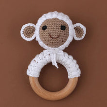Load image into Gallery viewer, BPA Free Baby Wooden Teether Crochet Rattle Toy for Newborns
