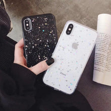 将图片加载到图库查看器，Women Glitter Phone Case For Iphone 8 7 Plus 6 6s Star Clear Soft Cover For Iphone 12 11 Pro X Xr Xs Max Starry Night Non Moving Sparkling Shining Glitter Soft Silicone Case
