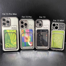 将图片加载到图库查看器，Ultra-light Transparent Photo Card Pocket Wallet Case For iPhone 13 11 12 14 Pro Max XS XR X 8 7 6S Plus Plating Cute Bear Rabbit Soft Phone Cover Cute Case with Card Holder Soft Cover
