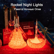 将图片加载到图库查看器，Rocket Kids Space Shuttle Lamp and Moon lamps In Night Light By 3D Print For Space Lovers Rocket Lamp
