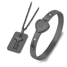 Load image into Gallery viewer, Fashion Concentric Lock Key Titanium Steel Stainless Steel Luxury Jewelry Bracelet and Necklace Couple Sets For Women
