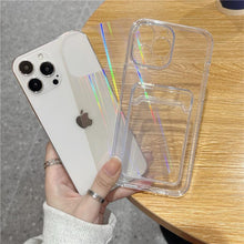 Load image into Gallery viewer, Unique Gradient Women Love Wallet Card Holder Clear Soft Case For iPhone 13 11 12 Pro Max Beautiful Colors Transparent Cover Drop Protection Transparent Phone Cover
