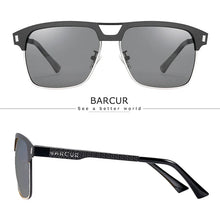 Load image into Gallery viewer, BARCUR Polarized Men’s Sunglasses – Fashionable Square Stainless Steel Frame UV400 Protection Anti-Reflective Outdoor Sports &amp; Driving Eyewear – Original Design Casual Style with Premium Polycarbonate Lenses
