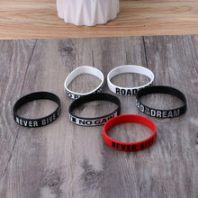 Load image into Gallery viewer, Silicone Rubber Band Elastic Inspirational Motivation Bracelets Never Give Up Perfect Gift For Men And Women Cool Fashion Style
