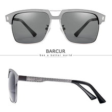 Load image into Gallery viewer, BARCUR Polarized Men’s Sunglasses – Fashionable Square Stainless Steel Frame UV400 Protection Anti-Reflective Outdoor Sports &amp; Driving Eyewear – Original Design Casual Style with Premium Polycarbonate Lenses
