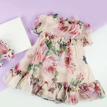 将图片加载到图库查看器，Floral Tulle Dress Kid Baby Girl Flower Puff Sleeve Princess  Wedding Party Pageant Children Dress For All Occasion
