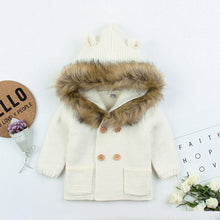 Load image into Gallery viewer, Modern Luxury Winter Warm Newborn Baby Boy Girl Knit Hooded Coat Fur Collar Jacket Clothes FOr Boys and Girls
