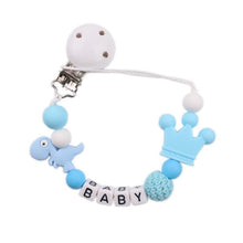 Load image into Gallery viewer, Lemon Comeon Baby's NamePacifier Clips Holder Dinosaur Silicone Beads Teething Chain for Baby
